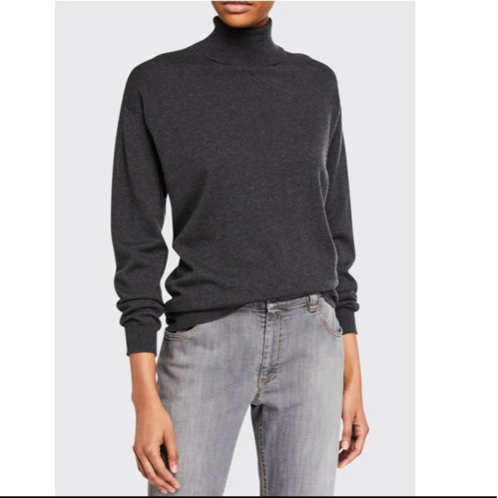 BRUNELLO CUCINELLI Cashmere Turtleneck Sweater Camel Beige Small